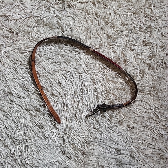 Vintage Brighton Leather & Hair Waist Belt Brown Black Red Green - Picture 3 of 13